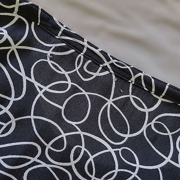 Vtg black and white scribble print summer midi skirt - Picture 12 of 15
